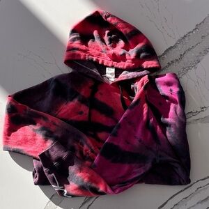 PINK Victoria's Secret Red and Black Tie-Dye Hoodie